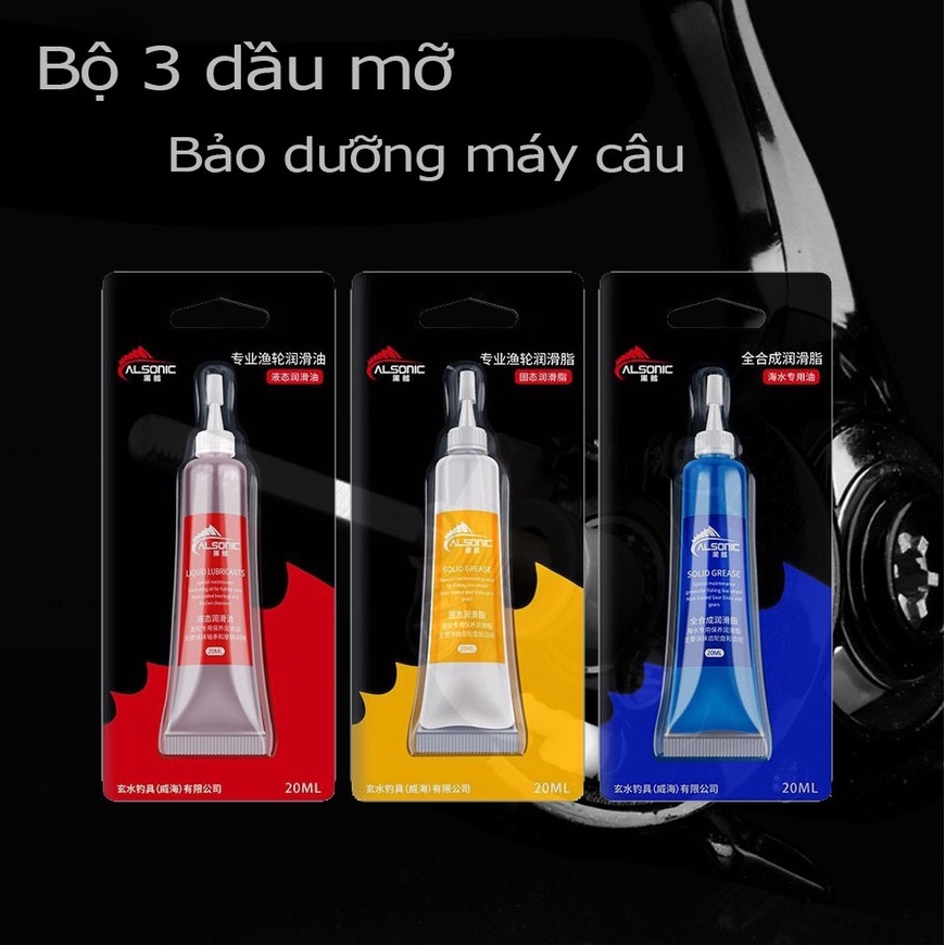 Bộ 3 tuýp dầu mỡ bảo dưỡng, bôi trơn máy câu cá chống mài mòn, oxi hóa phukiencaulure25