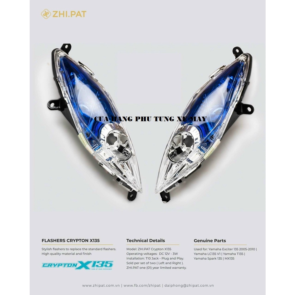 Xi nhan trước xe Exciter 2006 - 2010 Zhipat - giá 1 cặp, màu liên hệ