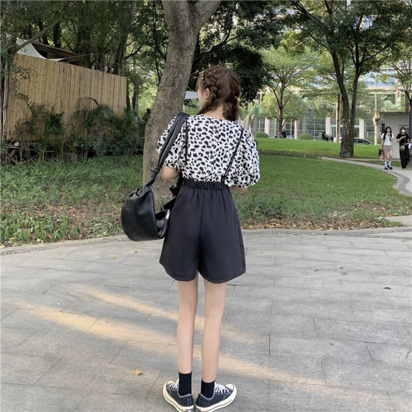Set áo họa tiết quần short đùi yếm Ulzzang Style  Hàng quảng Châu