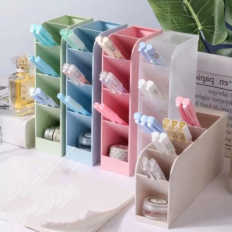 Giá đựng bút/ cọ trang điểm nhiều ngăn xiên riêng biệt trong suốt sáng tạo