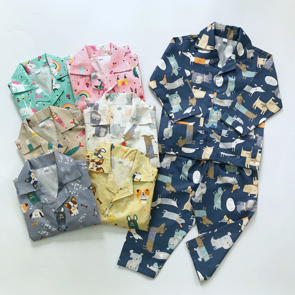 Pijama cho bé vải thô lụa cotton mềm mịn hút mồ hôi size 20-45kg nhiều mẫu