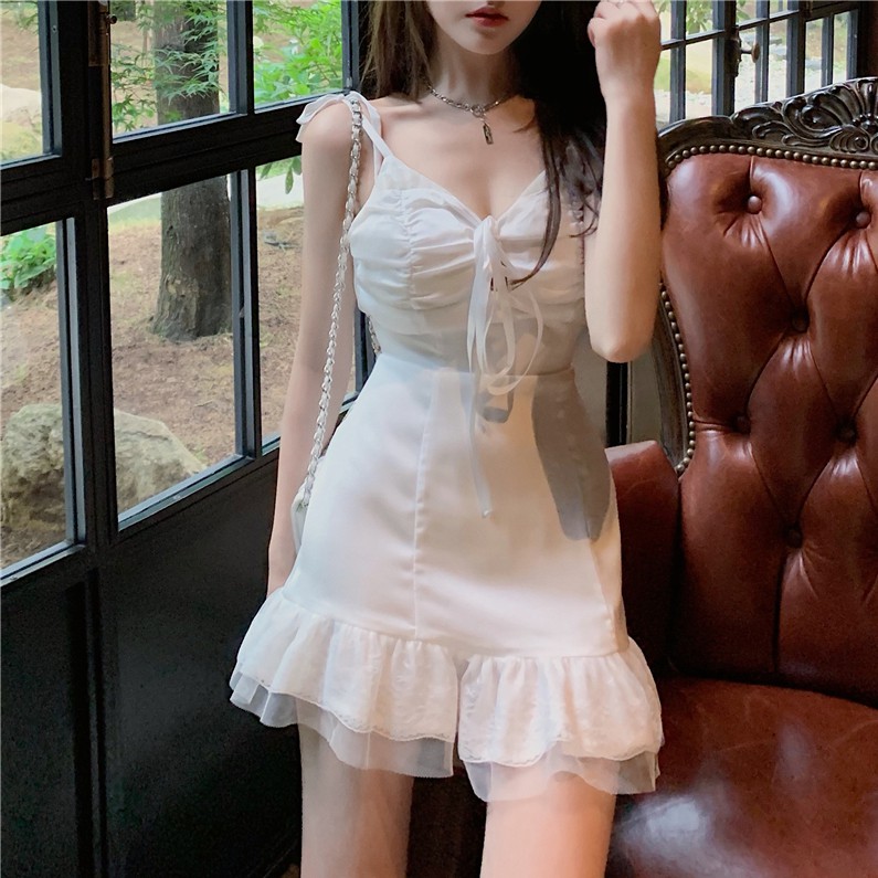 Đầm dáng xòe hai dây mini Emilyshop ulzzang