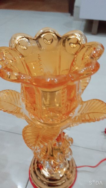 Bộ 2 đèn thờ cao 33cm. Hàng thủy tinh cao cấp. Cắm điện sáng