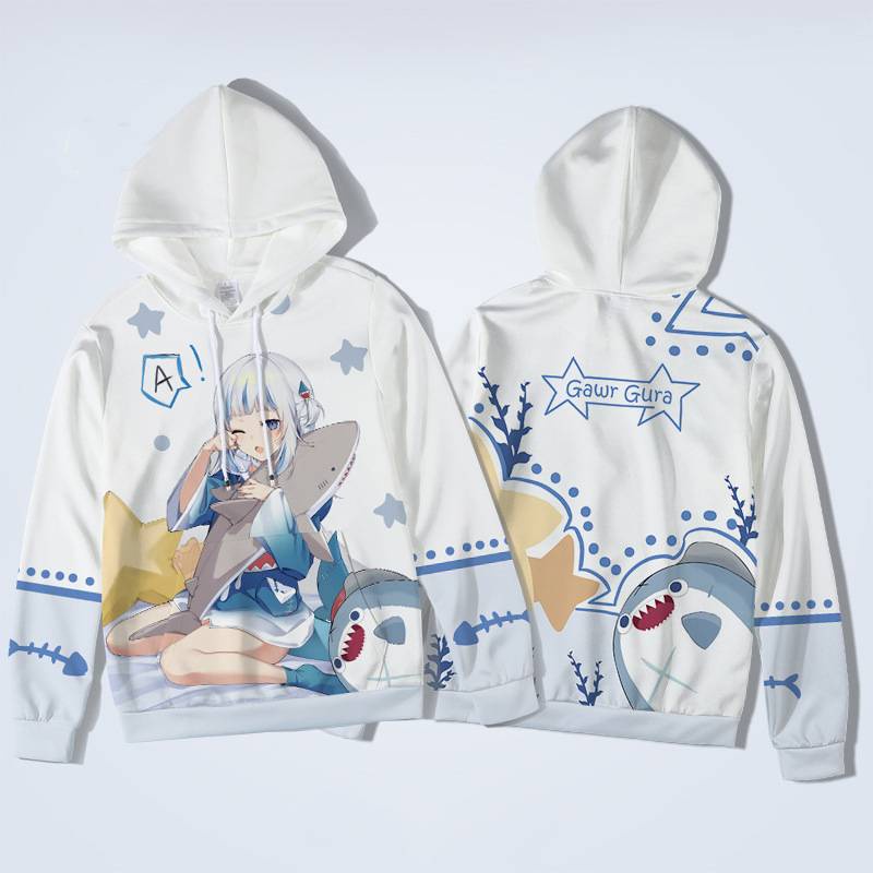 Si Áo hoodie Tay Dài Chui Đầu Dáng Rộng In Hình anime hololive Pawr gura Cỡ Lớn Cho Nam Và Nữ