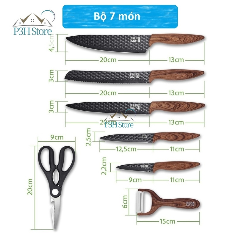 Bộ dao Lebenlang 5 món và 7 món LBK2395 LBK2397