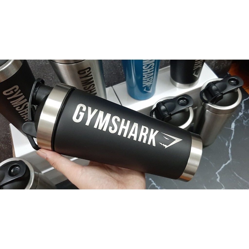 Bình Lắc Shaker Tập Gym - Chai Nước Inox Shark Giữ Nhiệt