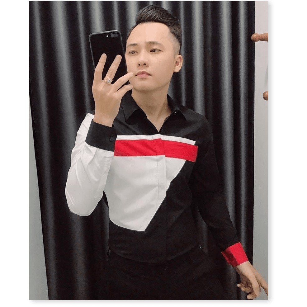 ÁO SƠ MI NAM PHỐI MÀU ĐẶC SẮC TINH TẾ Y HÌNH THỞI TRANG PHONG CÁCH HÀN HHP