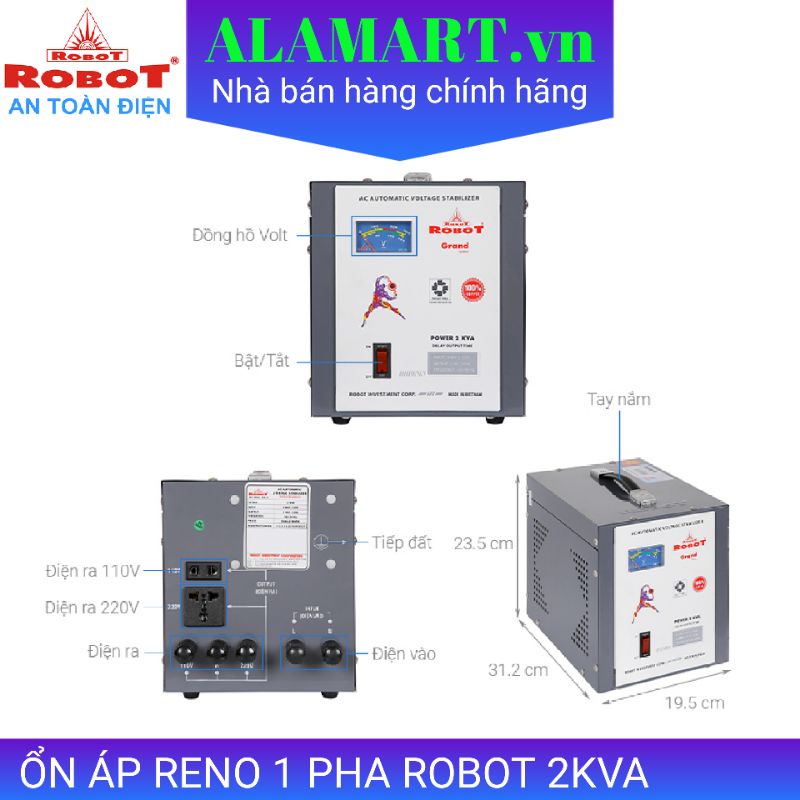Ổn áp reno 1 pha Robot 2KVA