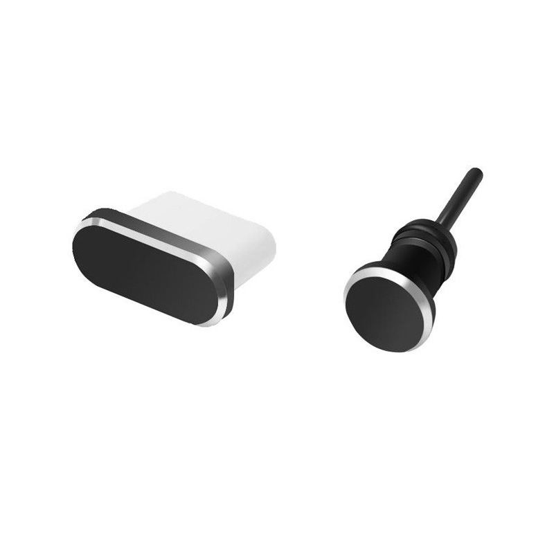 Bộ nút bọc cổng sạc USB/ giắc cắm tai nghe 3.5mm bằng nhôm tiện dụng cho điện thoại