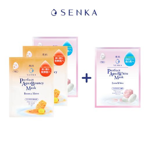 [Mã COSCPC1905 -10% ĐH250k]Combo Mặt nạ Senka Aqua B Moist Mask 25ml và Mặt nạ Senka Perfect Aqua Extra White Mask 25ml