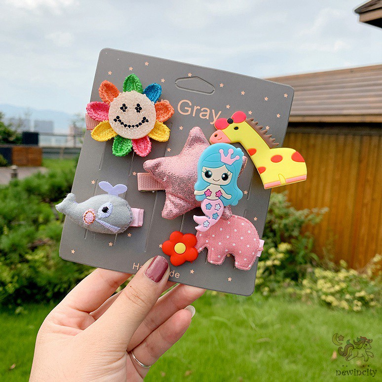 Set Kẹp Tóc Kiểu Hoạt Hình Đáng Yêu Độc Đáo Cho Bé Gái