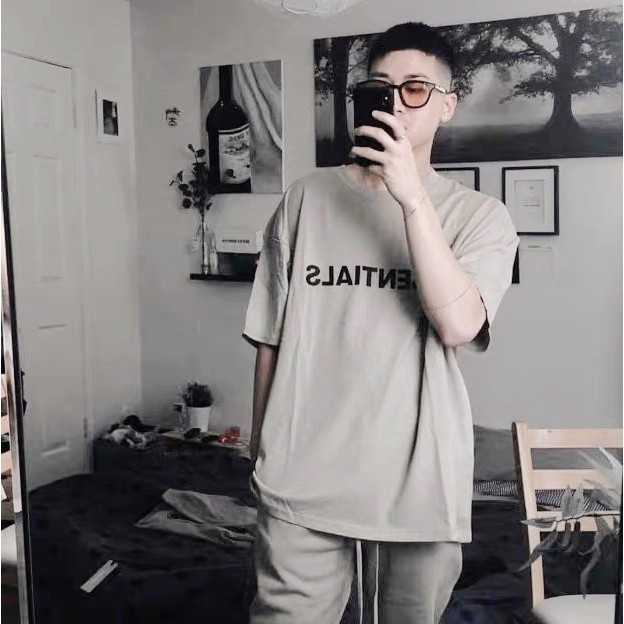 Áo thun tay lỡ Essentials chữ in nổi , áo thun nam nữ unisex,Cocmer_vn