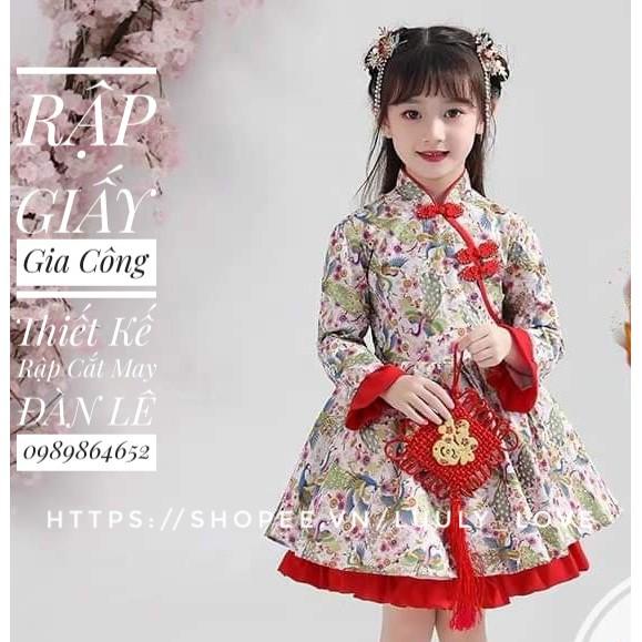 Rập giấy 342 - Đầm trung hoa cho bé (1-12)