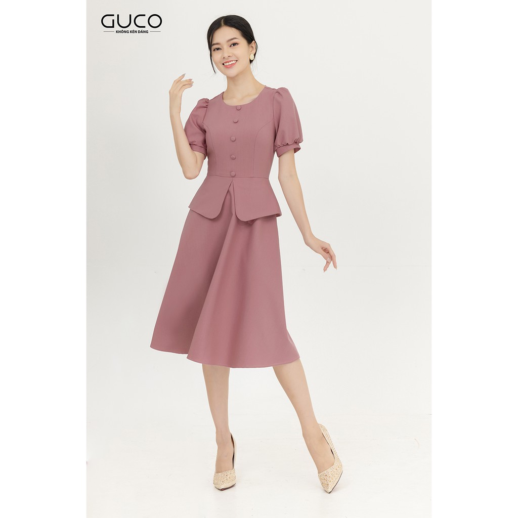 Đầm xòe chân váy kiểu peplum sang trọng GUCO 3030