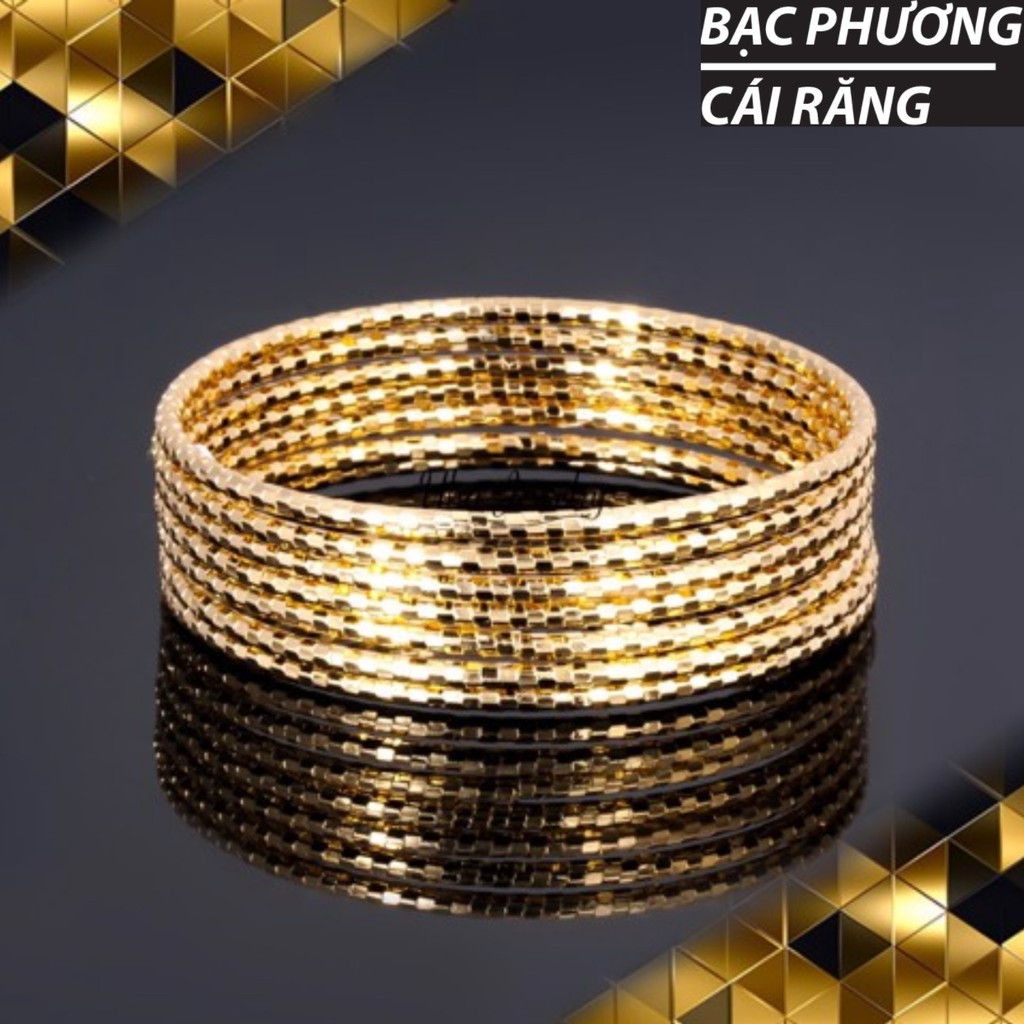 BỘ 7 VÒNG XIMEN TRÒN HỌA TIẾT LẬP PHƯƠNG MẠ VÀNG 18K CAO CẤP