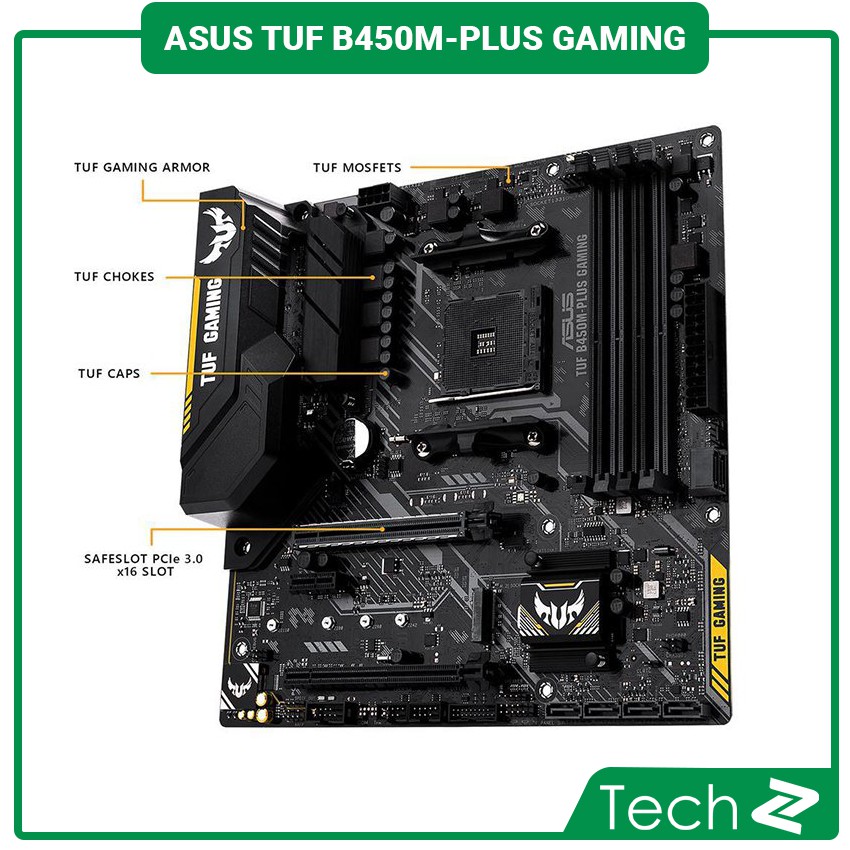 Mainboard ASUS TUF B450M-PLUS GAMING (AMD B450, Socket AM4, m-ATX, 4 khe RAM DDR4)