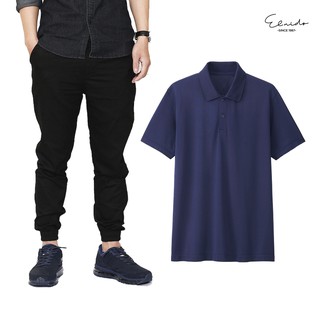 Combo quần jogger kaki đen và áo polo cổ bẻ xanh đậm cao cấp kiểu dáng thể thao, chất liệu co giãn ELNIDO