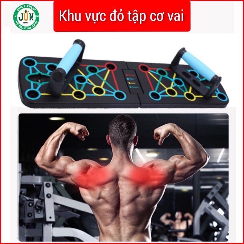 Bảng chống đẩy, Dụng cụ hít đất đa năng 12 trong 1, tập ngực, vai tại nhà Jun Sport