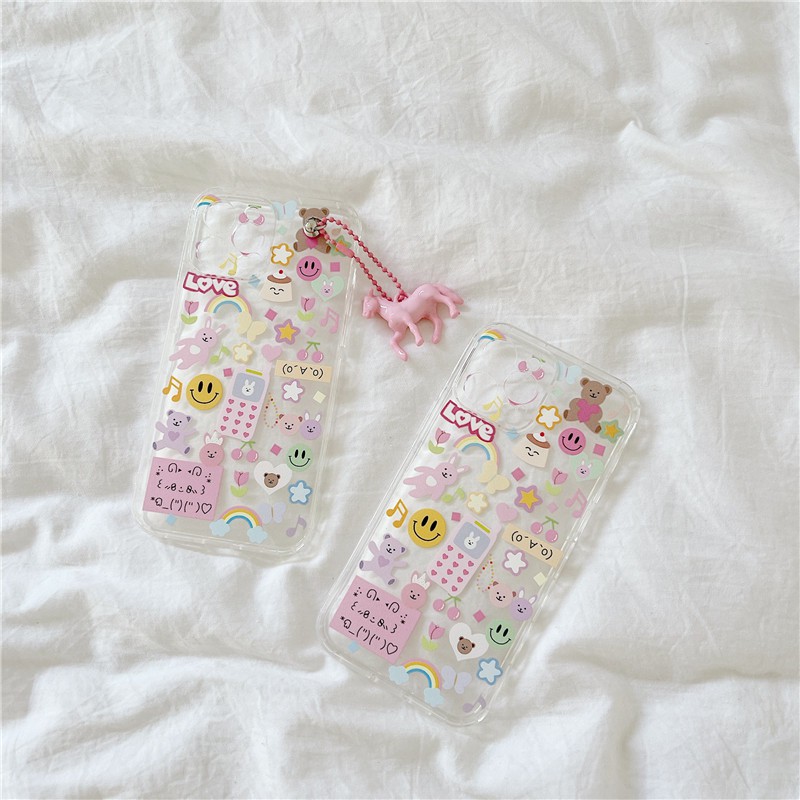 Ốp điện thoại TPU họa tiết nữ tính có dây xỏ cổ tay cho iPhone 11 Pro Max / 12 / X / 7+ / 8 / 6 / 11 | BigBuy360 - bigbuy360.vn