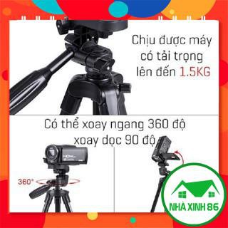 Gậy Tripod chụp ảnh 3 chân cao 1m2 l Chân gậy chụp ảnh Tripod 3110 tự đứng khung nhôm, chân cao su chống trơn trượt