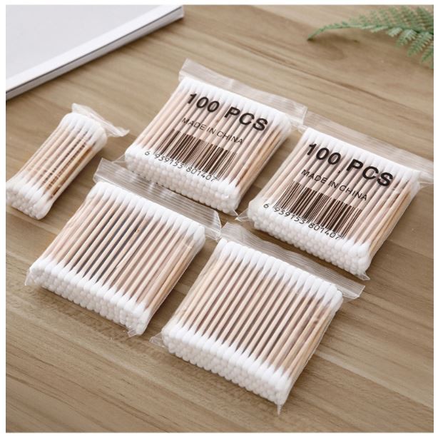 Túi 100 chiếc tăm bông thân gỗ