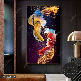 Tranh canvas khổ dọc chủ đề cá
