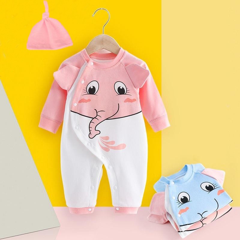 Body Dài Tay cho Bé kèm mũ mẫu quần áo trẻ em sơ sinh hình Thú chất Cotton Mềm Mịn từ 3-12kg