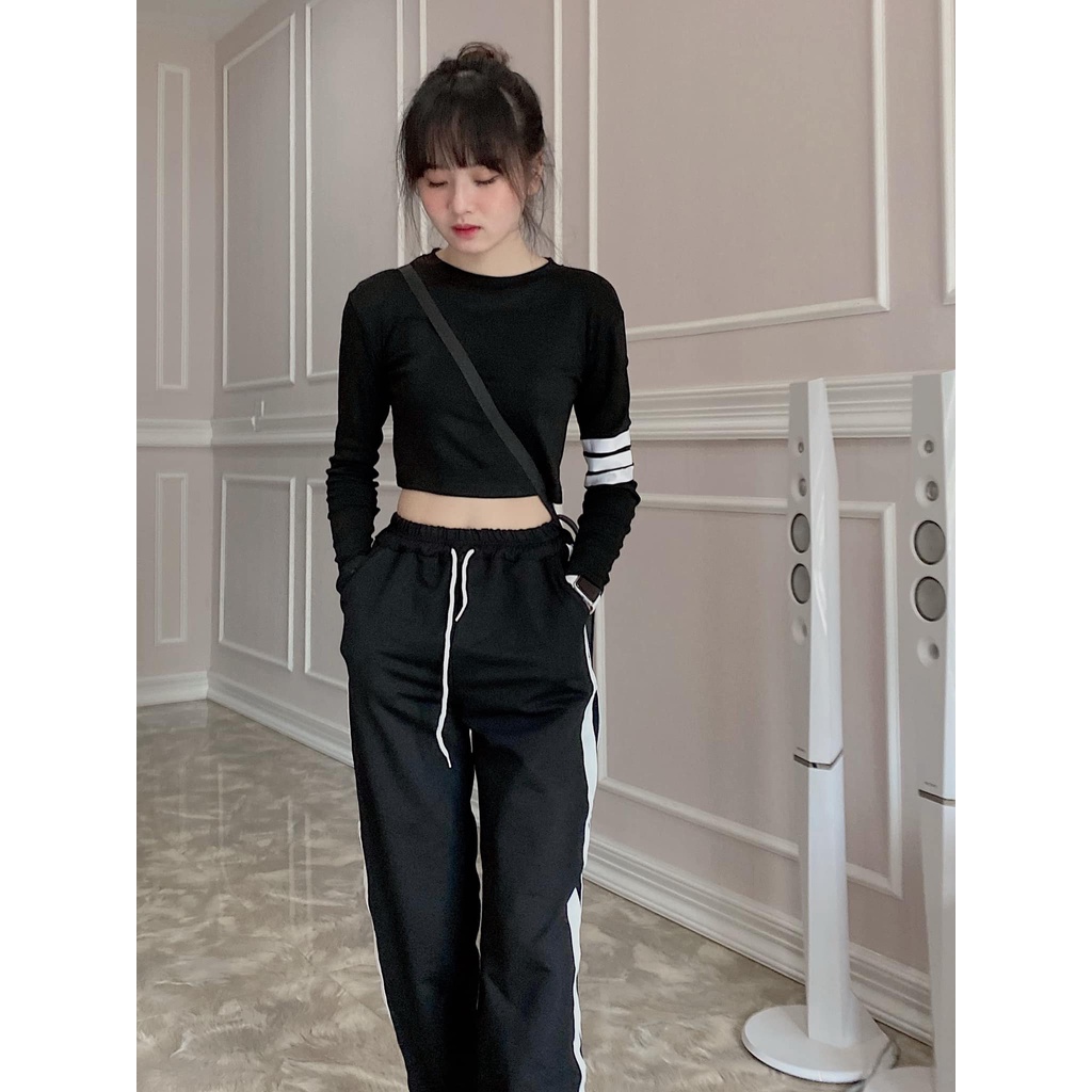 Quần Thể Thao Jogger + Áo Thun Tay Dài BT Fashion - Hình thật, Video QD01