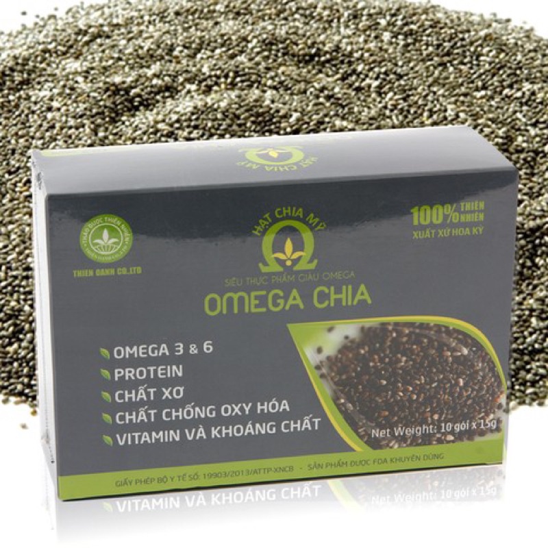 Hạt Chia Omega 3-6 hộp 150gr (10 gói x 15gr) tiện dụng giúp giảm cân tự nhiên