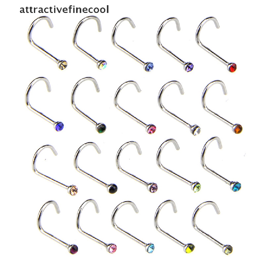 Set 20 Khuyên Mũi Bằng Thép Không Gỉ Đính Đá Cá Tính