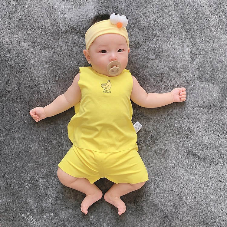 Bộ mặc hè sát nách cho bé trai, bé gái chất cotton từ 6-40kg quần áo trẻ em ba lỗ trái cây