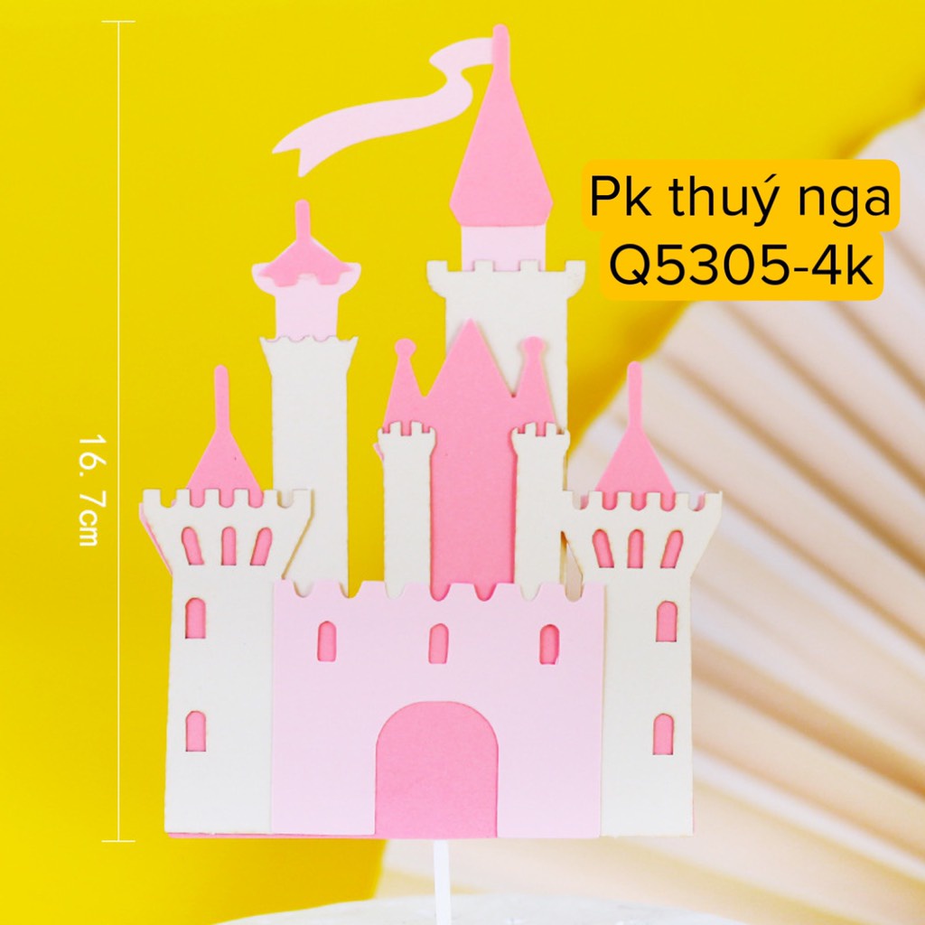 5 set cắm lâu đài giấy trắng xanh,hồng(mới)