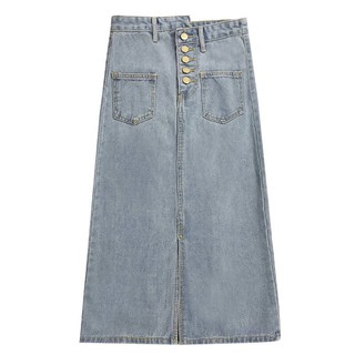 [ORDER] Váy Jean dài nút lệch Ulzzang