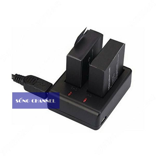 Combo Dock sạc đôi + 2 Pin 1050 mah dùng cho Eken, SJ Cam, SooCoo, Amkov 8000s Plus