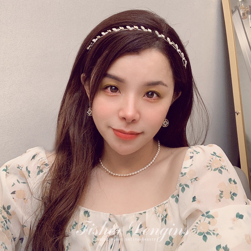 Băng Đô Cài Tóc Bằng Kim Loại Đính Ngọc Trai Và Đá Lấp Lánh Sang Trọng