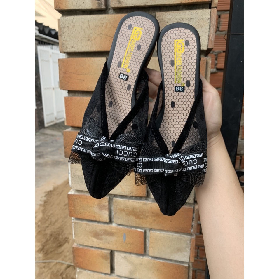 Dép sục nữ mũi nhọn đính đá nhiều hình sang trọng size 35/39