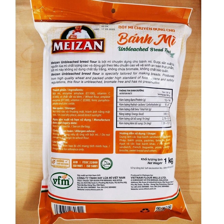 Bột Mì số 13 đa dụng và làm bánh mì Meizan túi 1kg