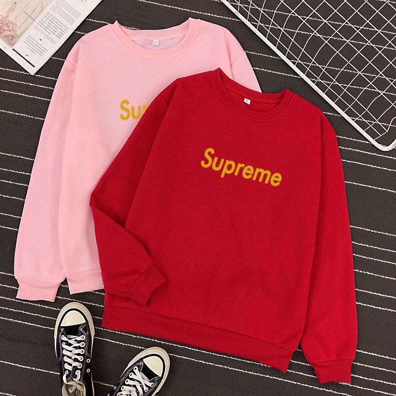 Áo hoodie dài tay in chữ Supreme cho nữ