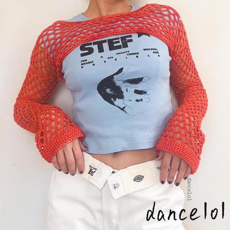 Áo Dệt Kim Tay Dài Màu Trơn Thời Trang Cho Nữ Nhảy Múa1O1-Y2k