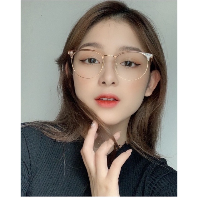 Gọng kính cận nam nữ Jolie eyewear Tr90231 mắt tròn kim loại, thanh mảnh, nhận lắp tròng cận