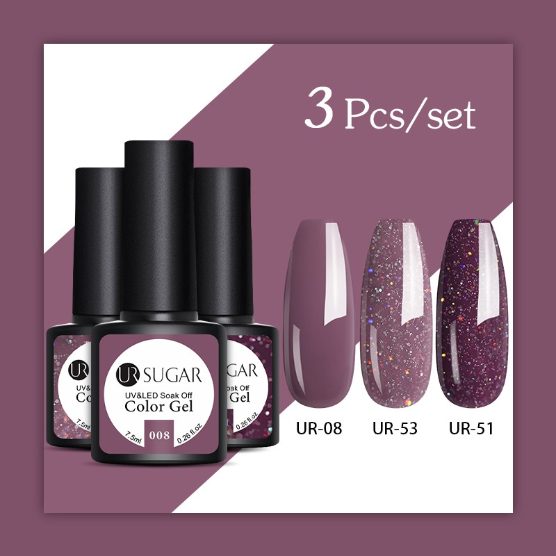 UR SUGAR Set 3 Gel sơn móng tay chuyên dụng chất lượng cao