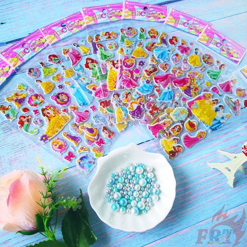 ★ Hình Dán Đồ Chơi Công Chúa Disney Q-2 DIY ★ 1 Tấm Hình Dán 3D Hoạt Hình (8 Kiểu Dáng)