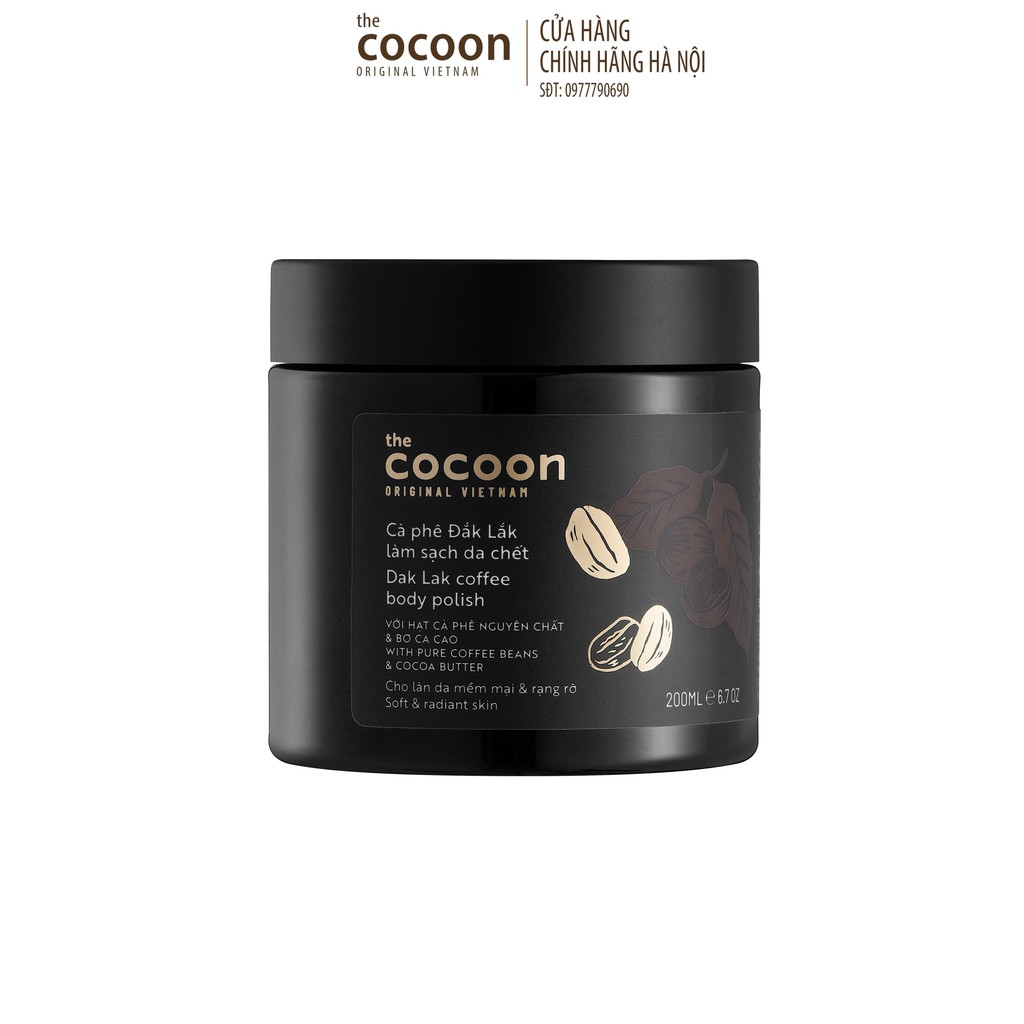 Tẩy da chết body cà phê Đắk Lắk Cocoon làm sạch da chết trên cơ thể (sản phẩm thiên nhiên từ café nguyên chất Đắk Lắk
