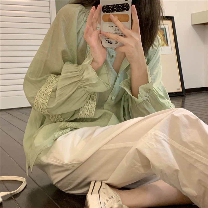 Áo BH mỏng dáng rộng tay dài thời trang mùa hè cho nữ