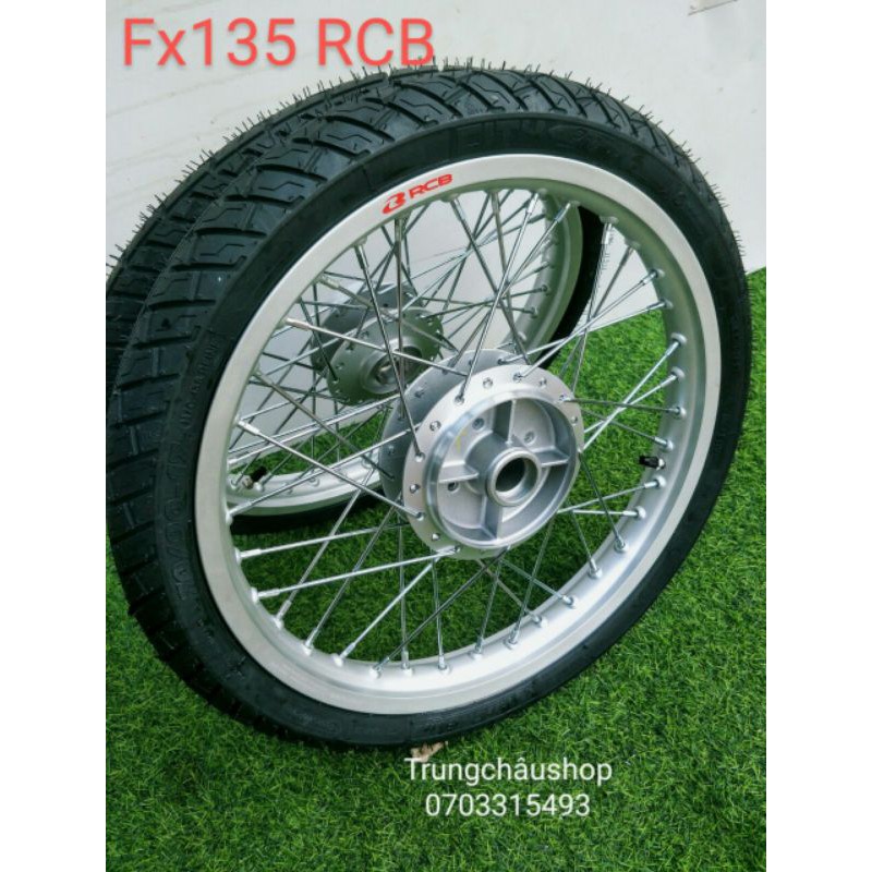 CẶP BÁNH CĂM EX 135 NIỀNG RCB CHÍNH HÃNG MÀU BẠC ĐÙM X1R SƠN BẠC CĂM MẠ CRÔM FUL VỎ MICHELIN 60.70. GẮN NHƯ RIN