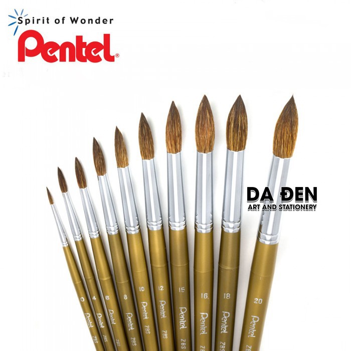 [DA ĐEN] Cọ Vẽ Màu Nước Pentel Cao Cấp