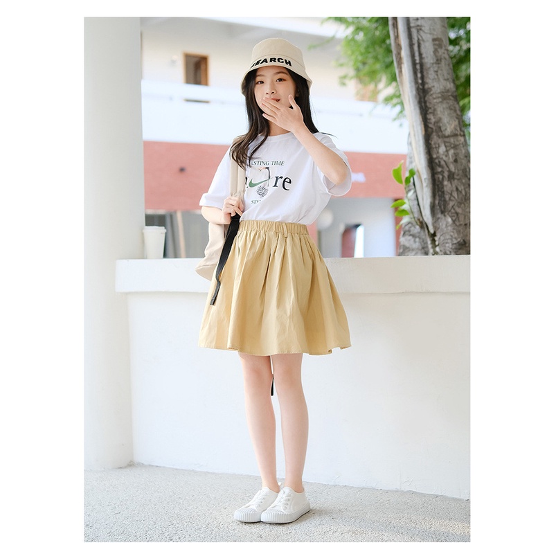 Sét váy và áo dành cho bé gái THANH THỊNH 18-45kg mẫu WASTING TIME. MA66.