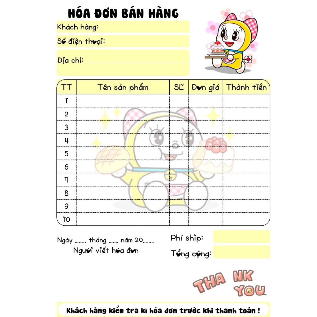 HOÁ ĐƠN BÁN HÀNG (size A6-10x14,5cm) 2 liên ngẫu nhiên