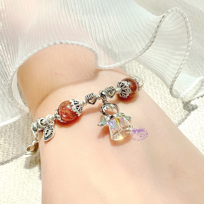 Vòng Tay Thiên Thần Đá Thạch Anh Tóc Nâu Đỏ Thiên Nhiên Tài Lộc SP004151 Gypsy.lala