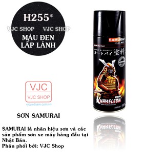 Chai sơn xịt sơn xe máy cao cấp SAMURAI màu đen lấp lánh mã H255* dung tích 400 ml